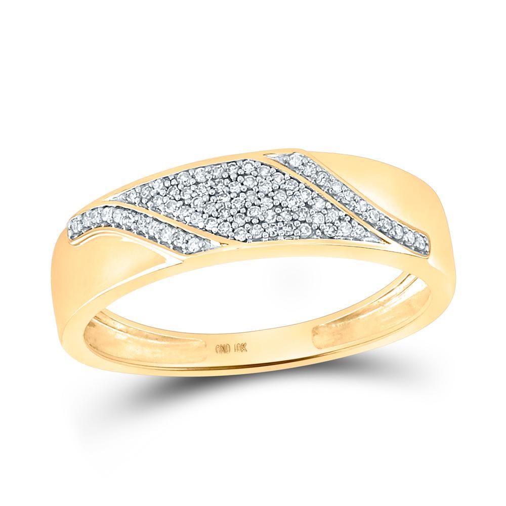 10kt Yellow Gold His Hers Round Diamond Cluster Matching Wedding Set 1/2 Cttw