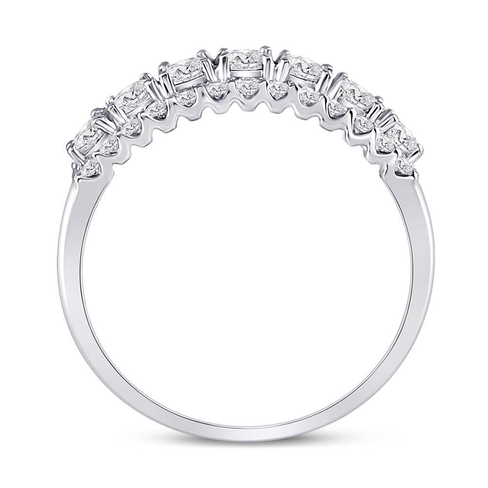 14kt White Gold Womens Round Diamond Classic Anniversary Band Ring 1 Cttw