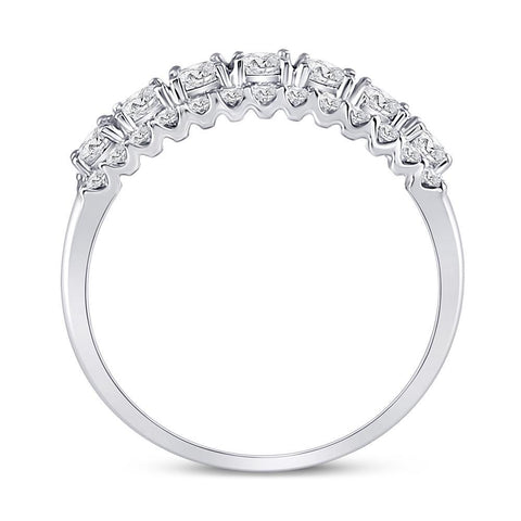 14kt White Gold Womens Round Diamond Classic Anniversary Band Ring 1 Cttw