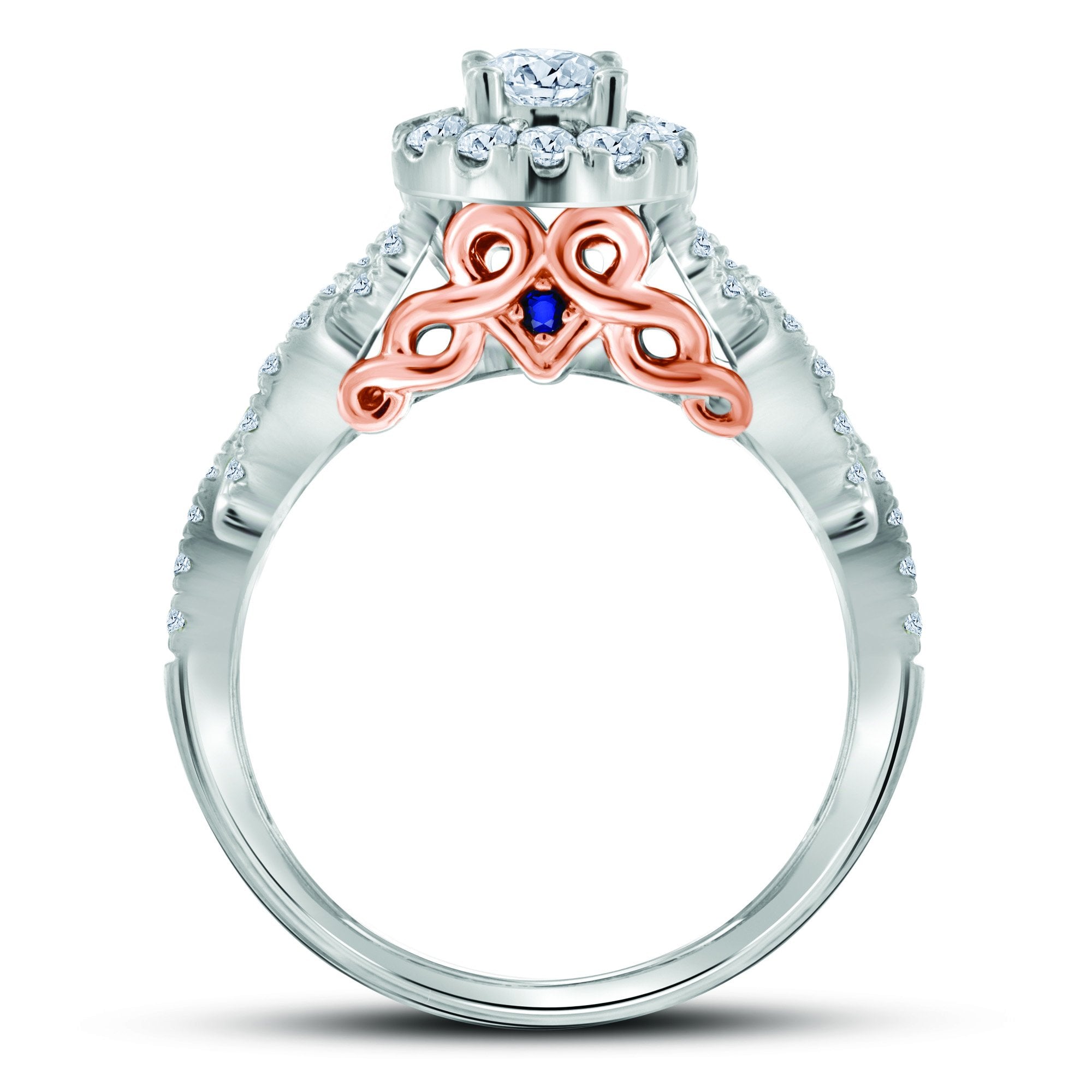 14kt Two-tone Gold Round Diamond Bridal Wedding Ring Band Set 1 Cttw