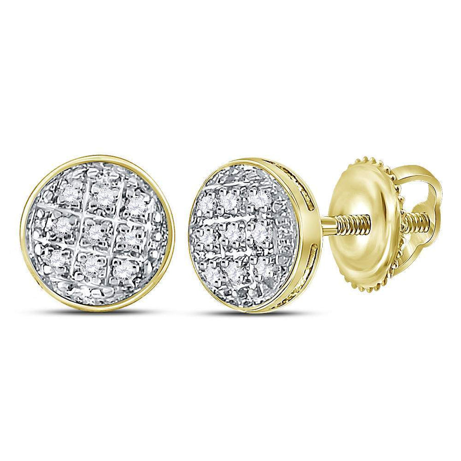 10kt Yellow Gold Round Diamond Circle Earrings 1/20 Cttw
