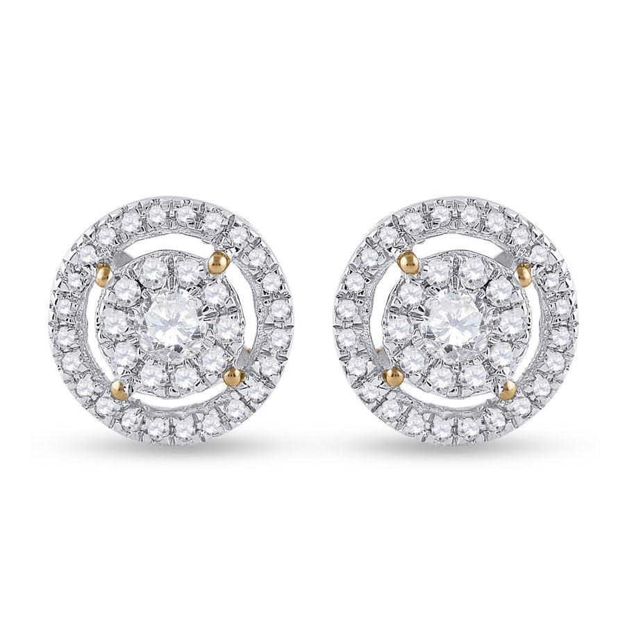 14kt Yellow Gold Womens Round Diamond Cluster Earrings 1/2 Cttw