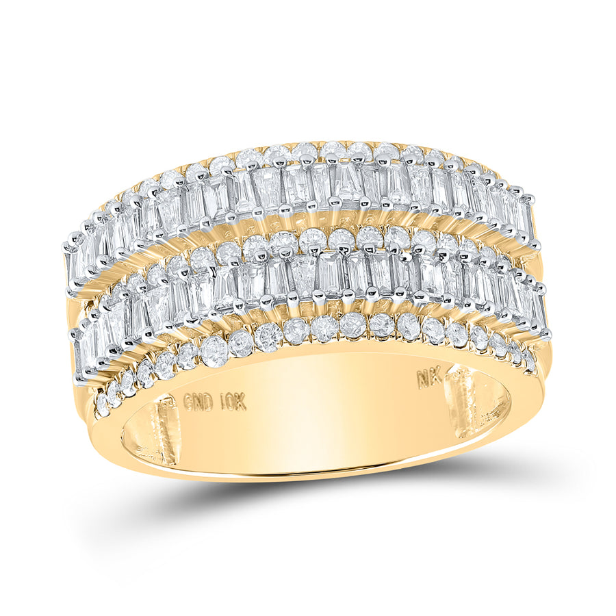 10kt Yellow Gold Mens Baguette Diamond Round Band Ring 1-1/2 Cttw