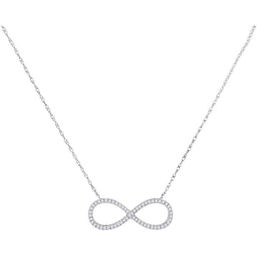 10kt White Gold Womens Round Diamond Infinity Pendant Necklace 1/6 Cttw