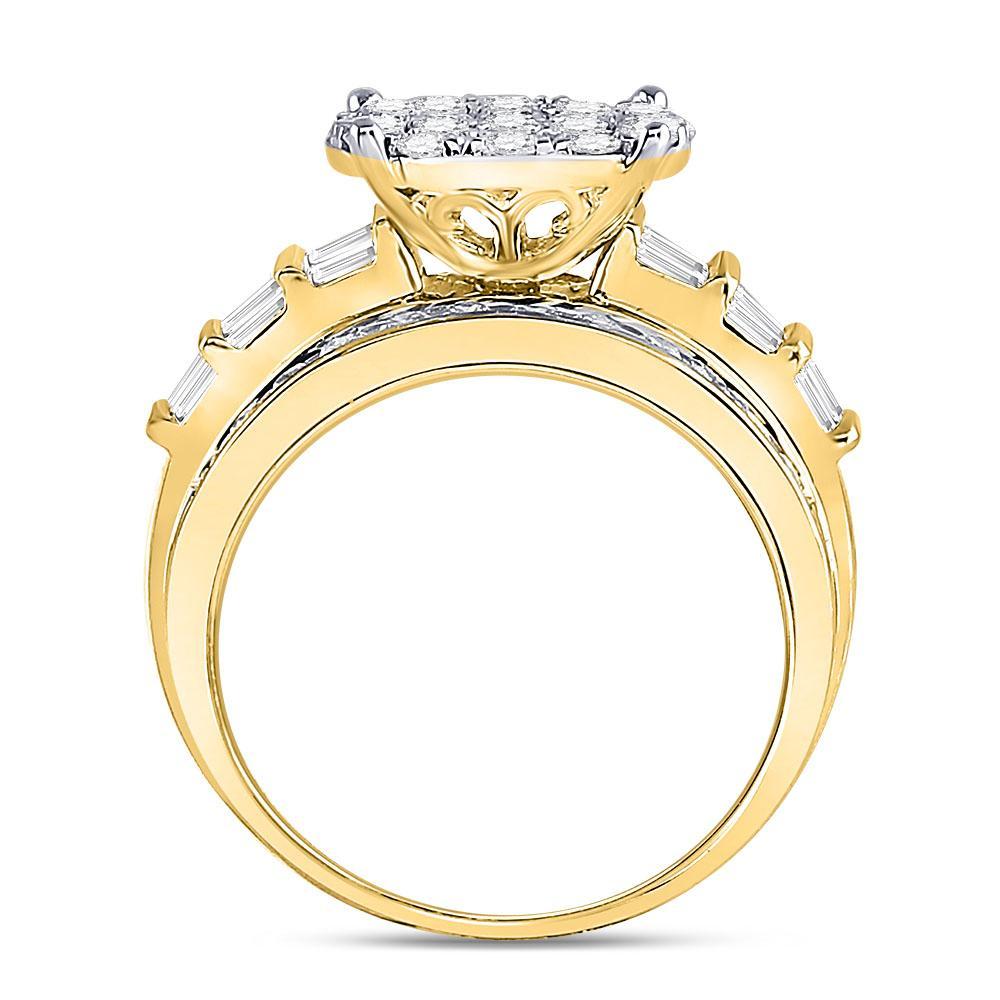 10kt Yellow Gold Round Diamond Cluster Bridal Wedding Engagement Ring 2 Cttw