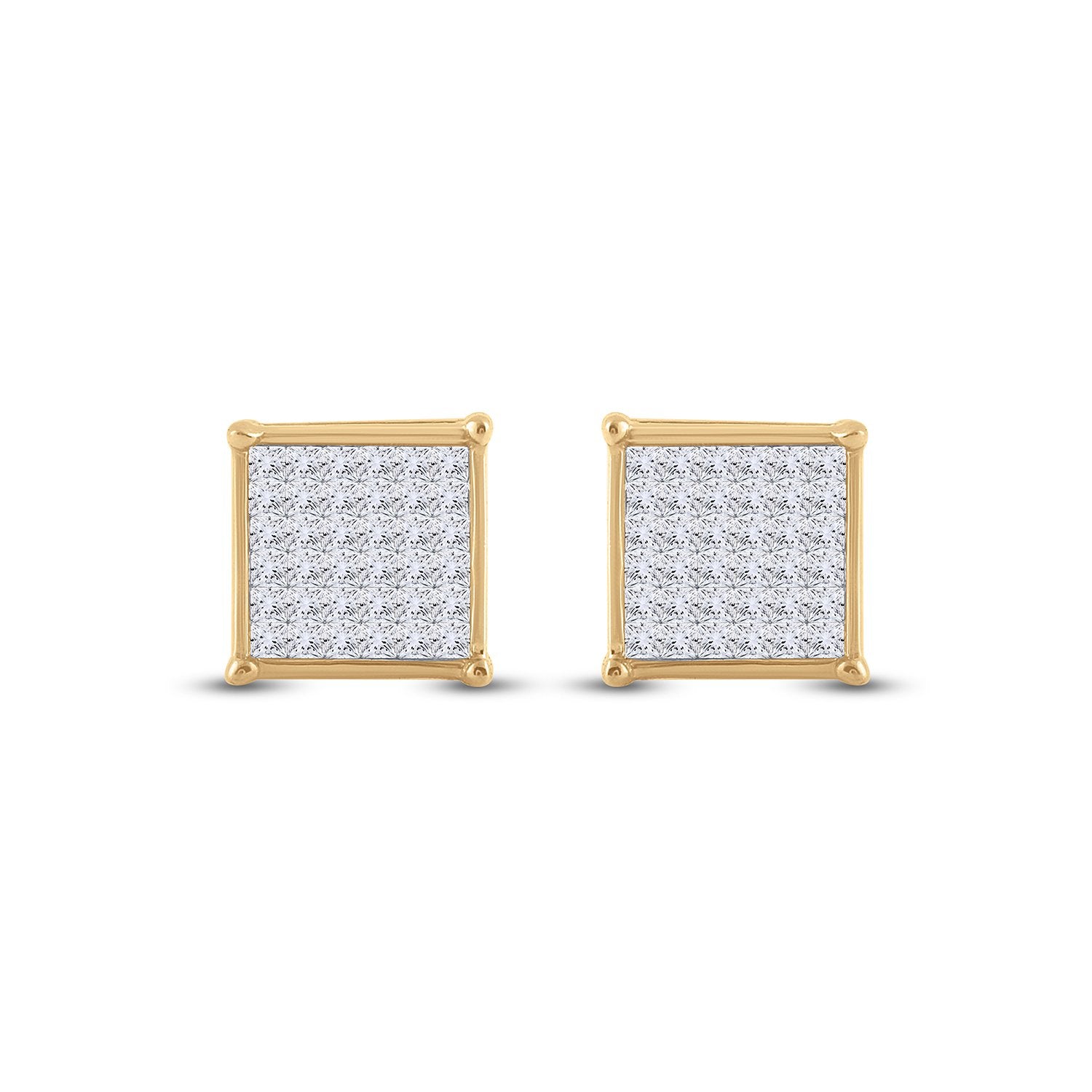 14kt Yellow Gold Womens Princess Diamond Square Earrings 1/2 Cttw