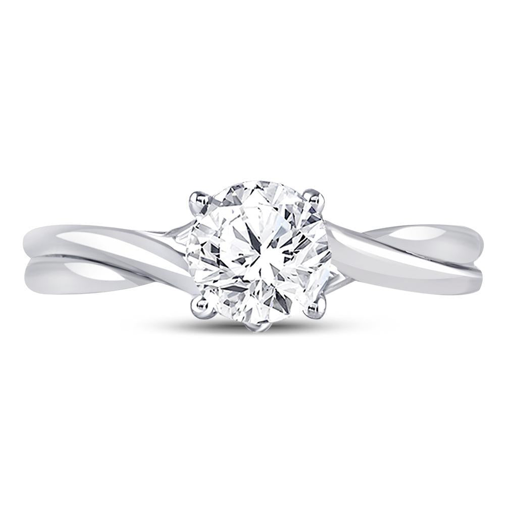 14kt White Gold Womens Round Diamond Solitaire Bridal Wedding Engagement Ring 1/2 Cttw