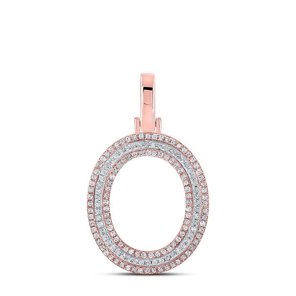 10kt Two-tone Gold Mens Round Diamond O Initial Letter Pendant 3/8 Cttw