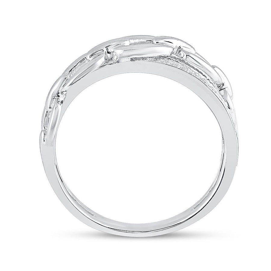 10kt White Gold Womens Round Diamond Chain Link Crossover Band Ring 1/5 Cttw