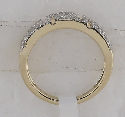 10kt Yellow Gold Womens Round Diamond Greek Key Band Ring 1/5 Cttw