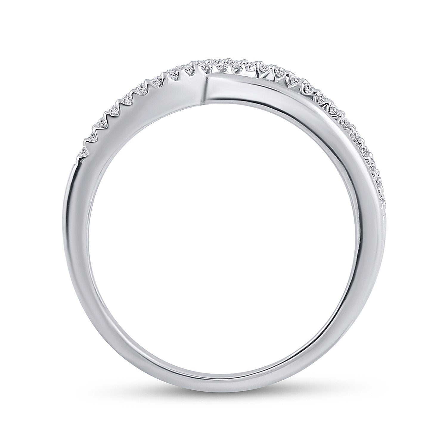 10k White Gold Womens Round Diamond Crossover Woven Band 1/5 Cttw