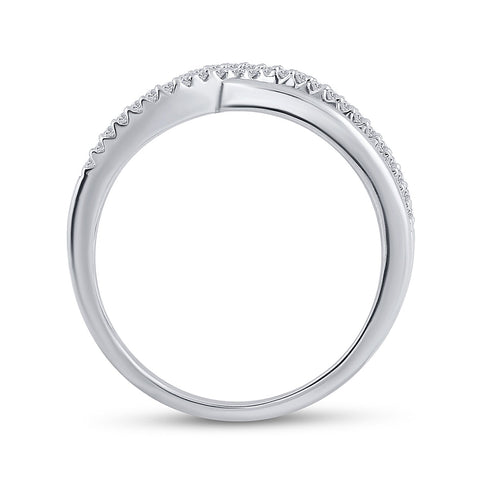 10k White Gold Womens Round Diamond Crossover Woven Band 1/5 Cttw