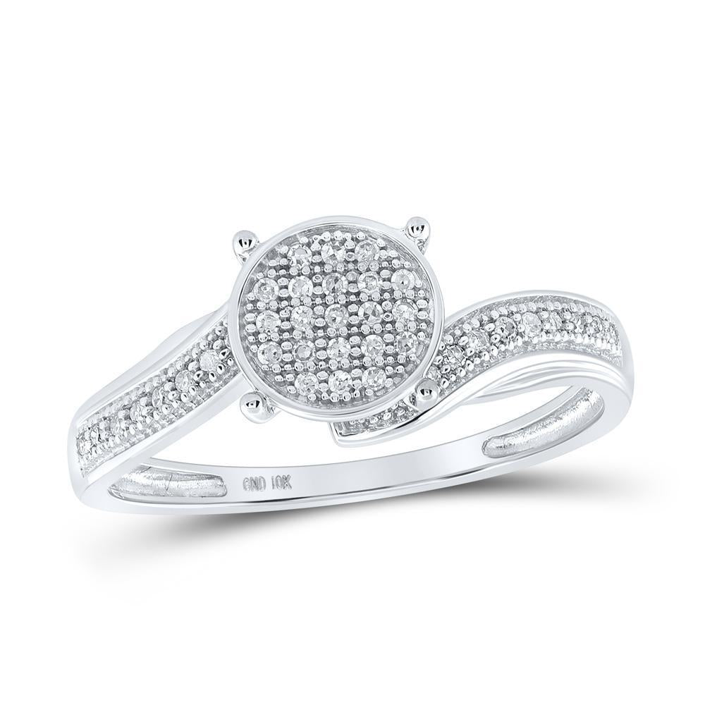 10kt White Gold Womens Round Diamond Cluster Ring 1/8 Cttw