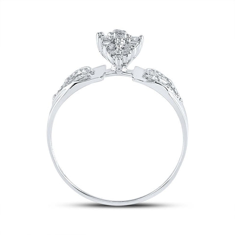 Sterling Silver Womens Round Diamond Heart Mom Cluster Ring 1/8 Cttw