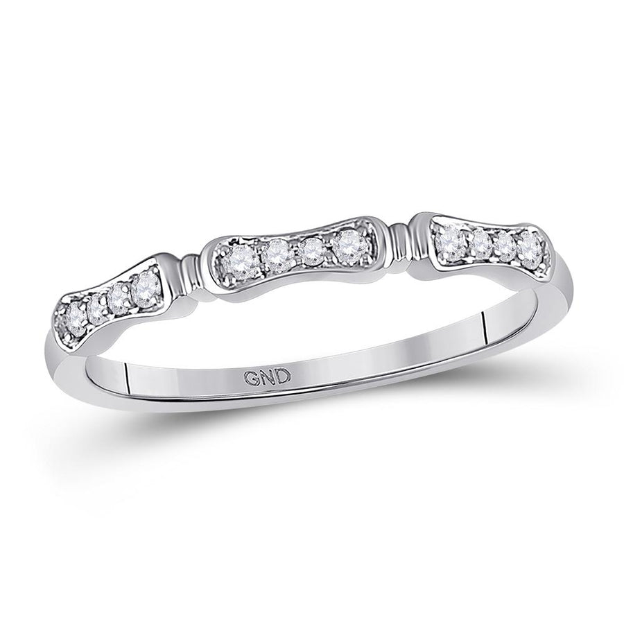 10kt White Gold Womens Round Diamond Stackable Band Ring 1/10 Cttw