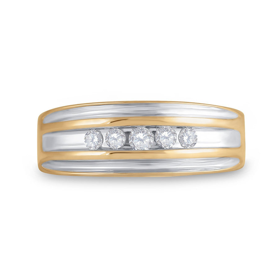 10kt Yellow Gold Mens Round Diamond 5-stone Wedding Ring 1/4 Cttw