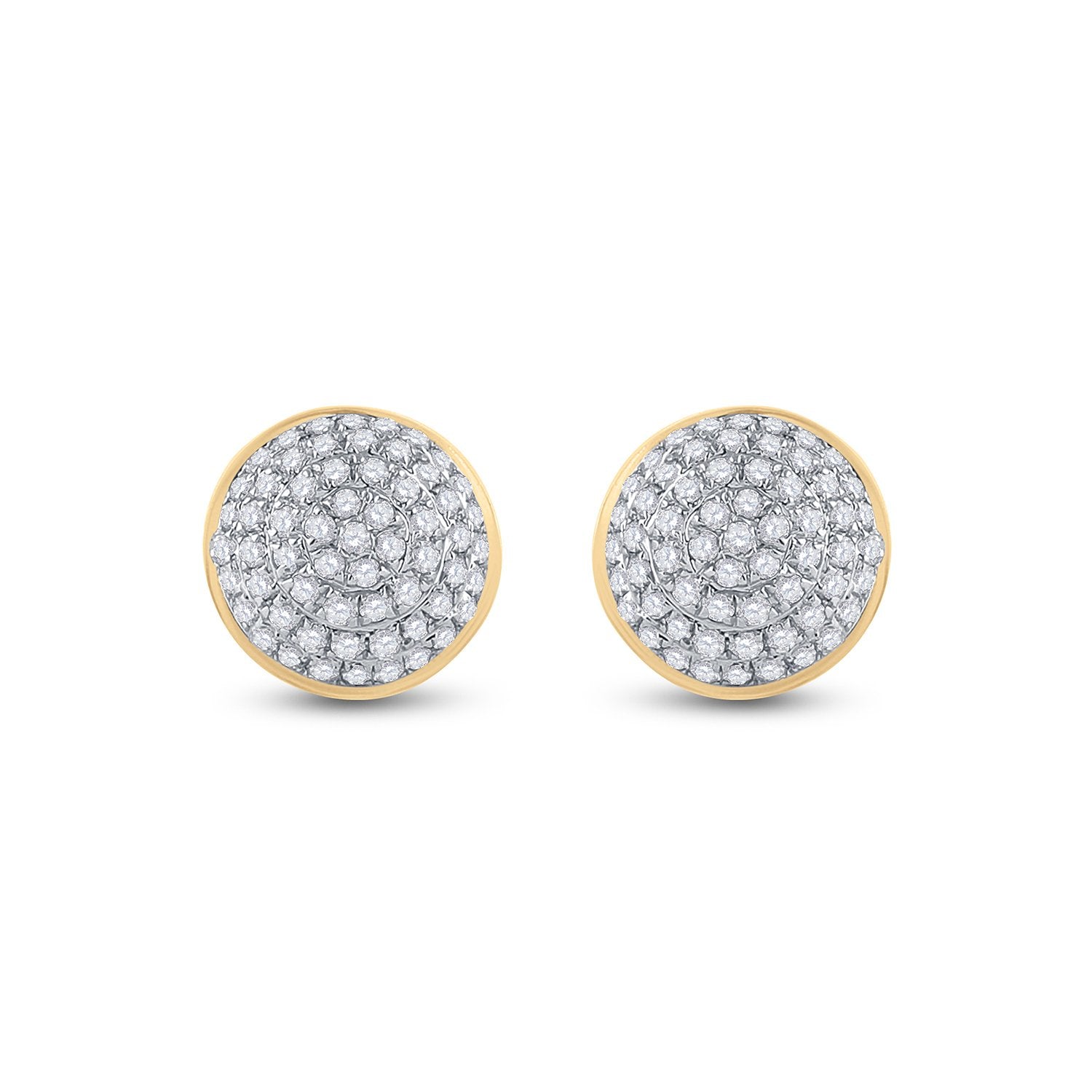 10kt Yellow Gold Round Diamond Cluster Earrings 1/5 Cttw