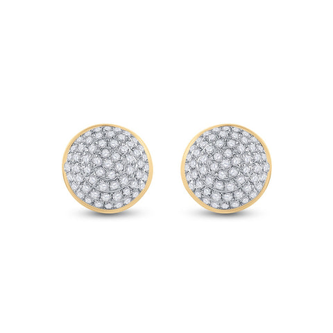 10kt Yellow Gold Round Diamond Cluster Earrings 1/5 Cttw