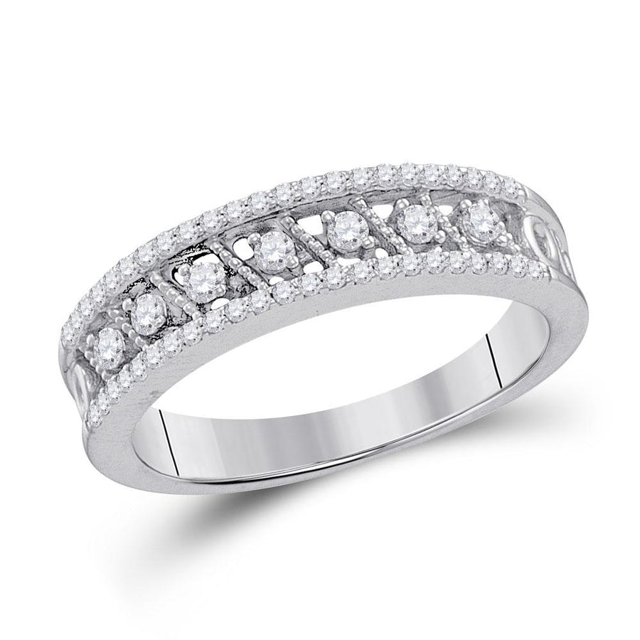 10kt White Gold Womens Round Diamond Band Ring 1/4 Cttw