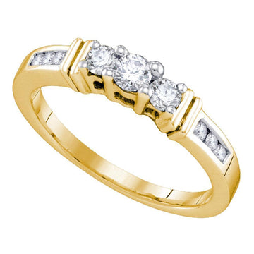 14kt Yellow Gold Round Diamond 3-stone Bridal Wedding Engagement Ring 1/3 Cttw
