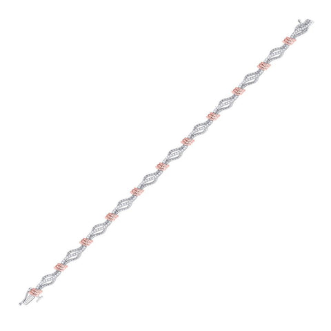 10kt White Gold Womens Round Diamond Rose-tone Rope Bracelet 1/2 Cttw