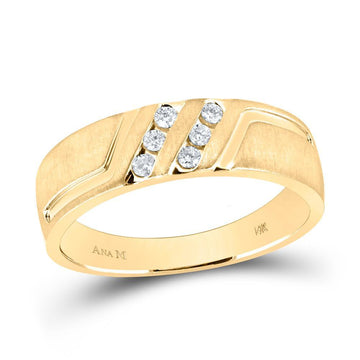 14kt Yellow Gold Mens Round Diamond Wedding Band Ring 1/6 Cttw