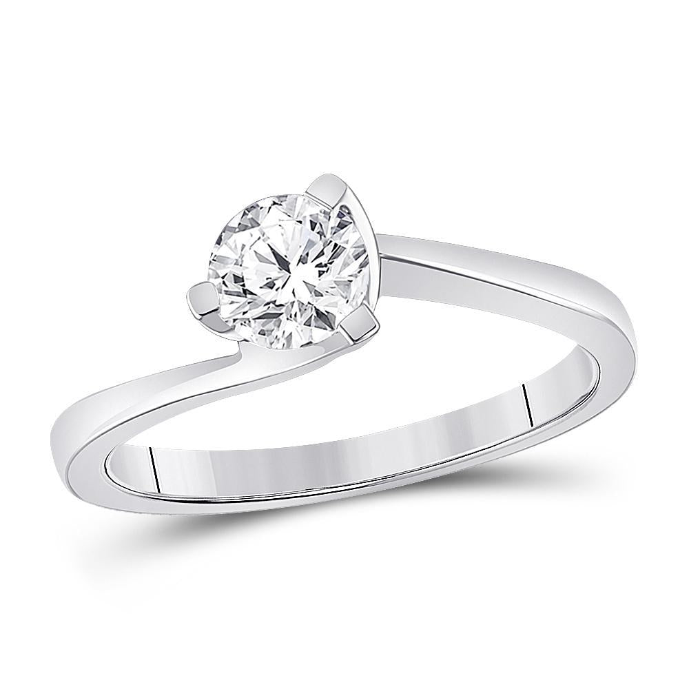14kt White Gold Womens Round Diamond Solitaire Bridal Wedding Engagement Ring 3/4 Cttw