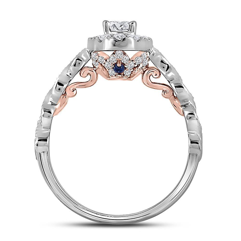 14kt Two-tone Gold Oval Diamond Halo Bridal Wedding Engagement Ring 3/4 Cttw
