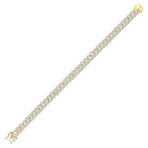 10kt Yellow Gold Mens Round Diamond Cuban Link Bracelet 1-3/4 Cttw