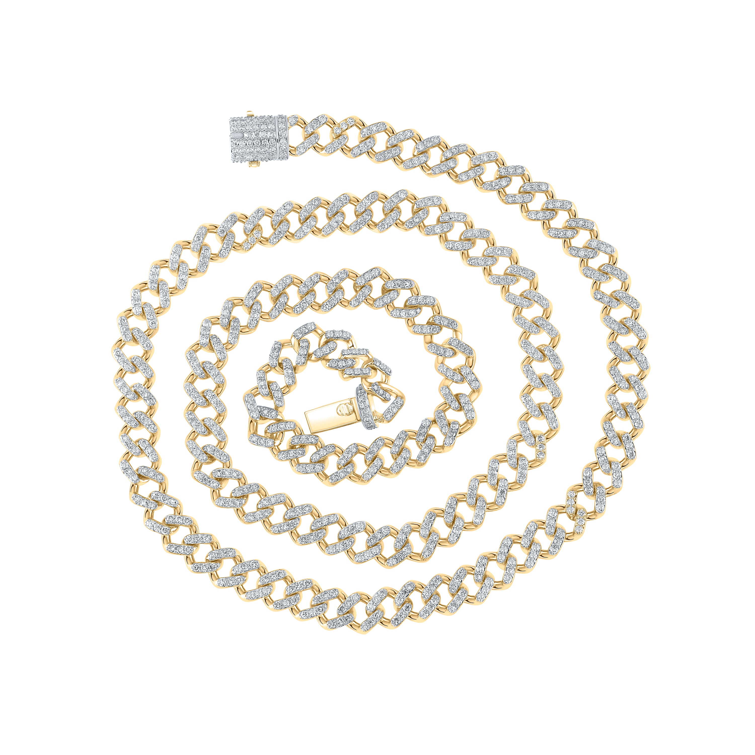 10kt Yellow Gold Mens Round Diamond Miami Cuban Link Chain Necklace 10 Cttw