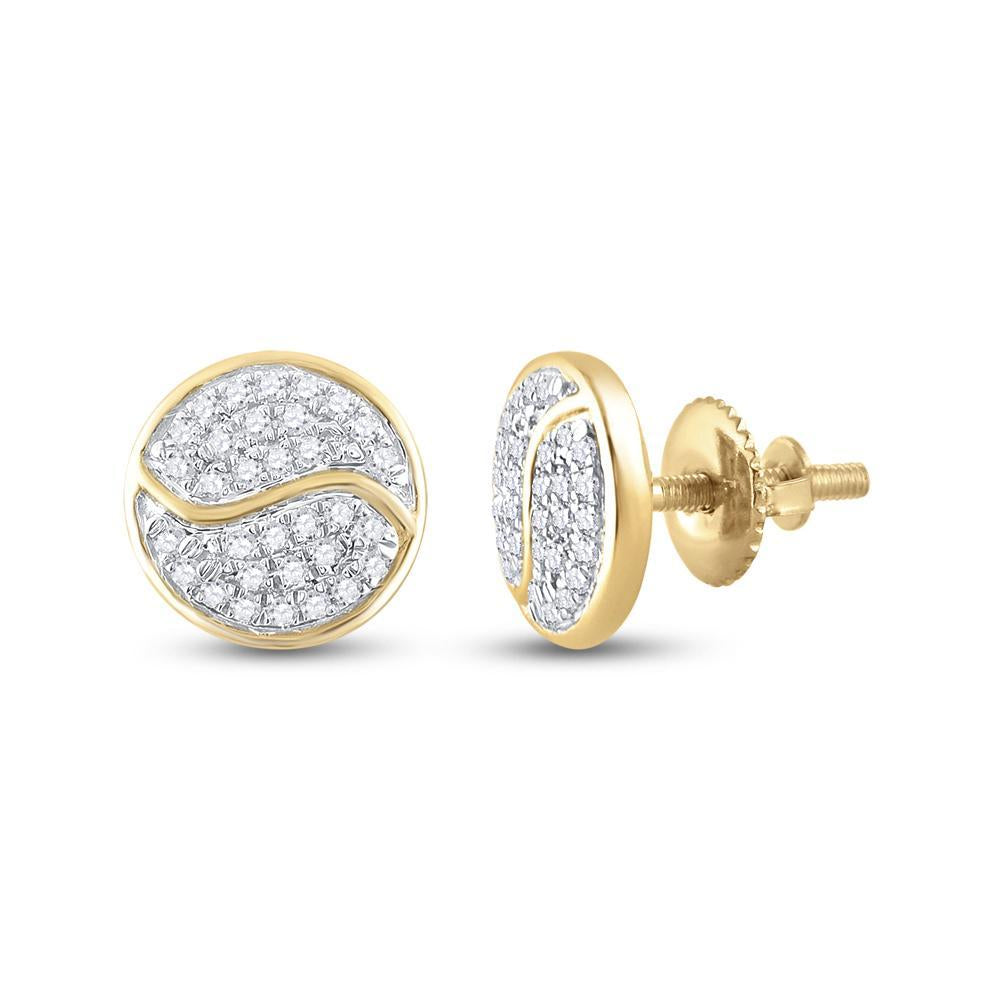 10kt Yellow Gold Womens Round Diamond Circle Earrings 1/4 Cttw