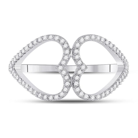 10kt White Gold Womens Round Diamond Negative Space Heart Ring 1/5 Cttw