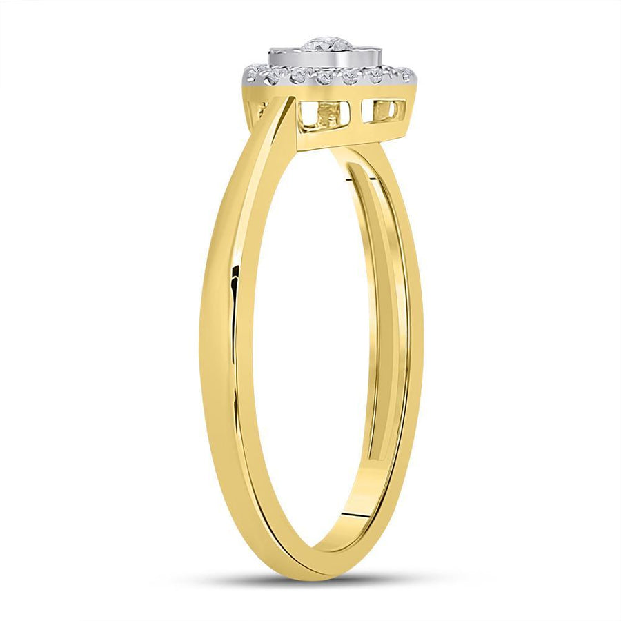 10kt Yellow Gold Womens Round Diamond Teardrop Promise Ring 1/12 Cttw