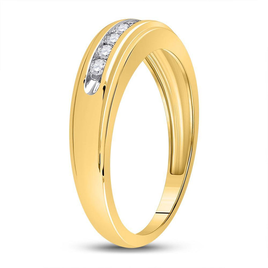 10kt Yellow Gold Mens Round Diamond Wedding Channel-set Band Ring 1/4 Cttw