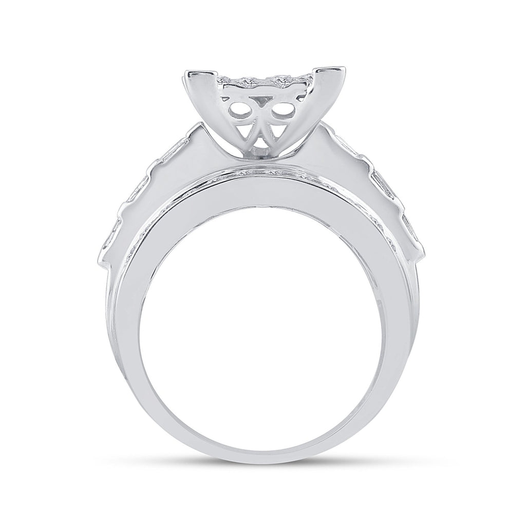 10kt White Gold Round Diamond Cluster Bridal Wedding Engagement Ring 2 Cttw