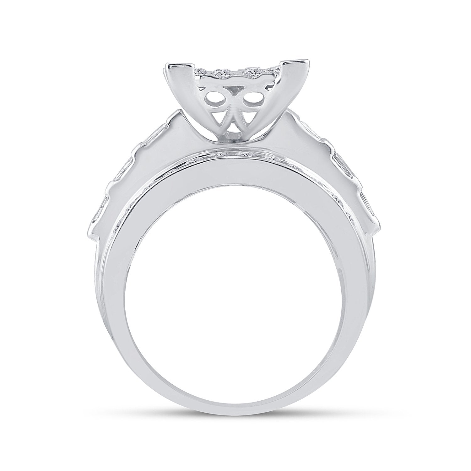 10kt White Gold Round Diamond Cluster Bridal Wedding Engagement Ring 2 Cttw
