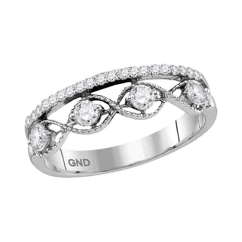 10kt White Gold Womens Round Diamond Band Ring 1/2 Cttw