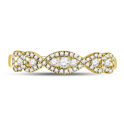 14kt Yellow Gold Womens Round Diamond 3-Stone Anniversary Band Ring 3/8 Cttw