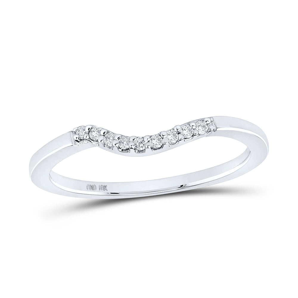 10kt White Gold Womens Round Diamond Contoured Solitaire Enhancer Wedding Band 1/20 Cttw