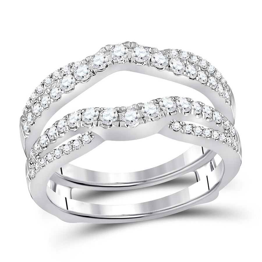 14kt White Gold Womens Round Diamond Wrap Ring Guard Enhancer 5/8 Cttw