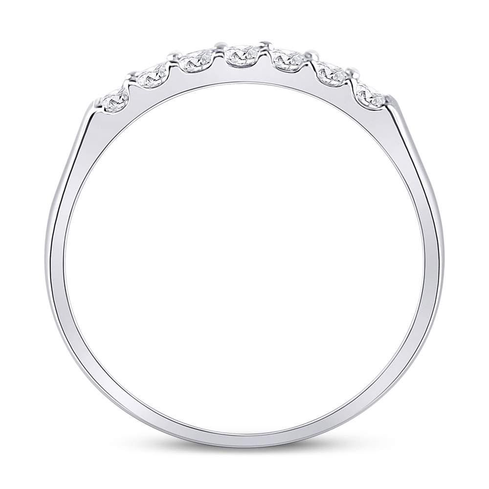 14kt White Gold Womens Round Diamond Single Row Wedding Band 1/4 Cttw