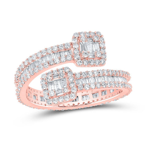 10kt Rose Gold Mens Baguette Diamond Cuff Eternity Band Ring 1-5/8 Cttw