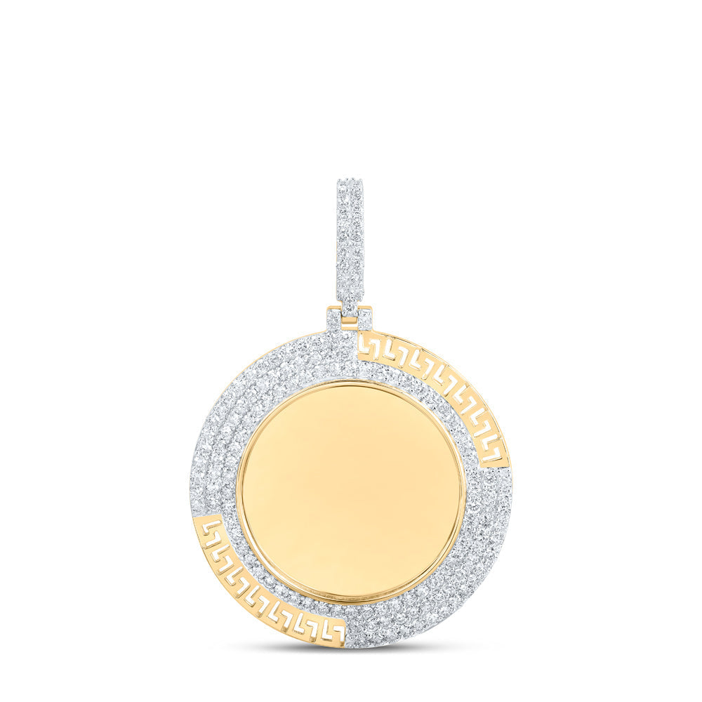 10kt Yellow Gold Mens Round Diamond Memory Circle Charm Pendant 2-1/3 Cttw