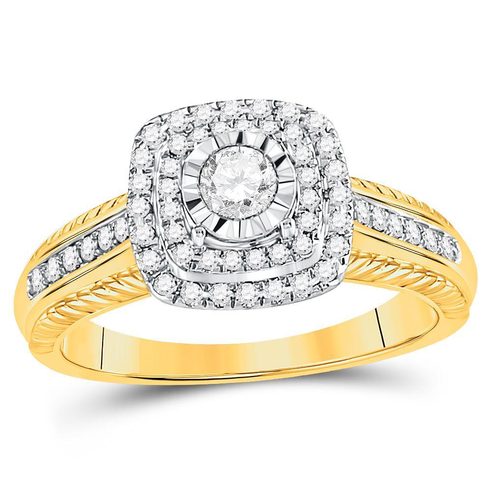 14kt Yellow Gold Round Diamond Solitaire Bridal Wedding Engagement Ring 1/2 Cttw