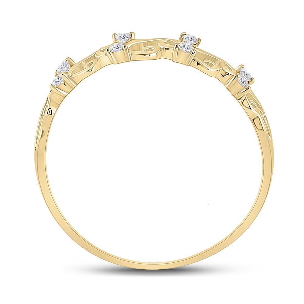 10kt Yellow Gold Womens Round Diamond Curl Band Ring 1/10 Cttw