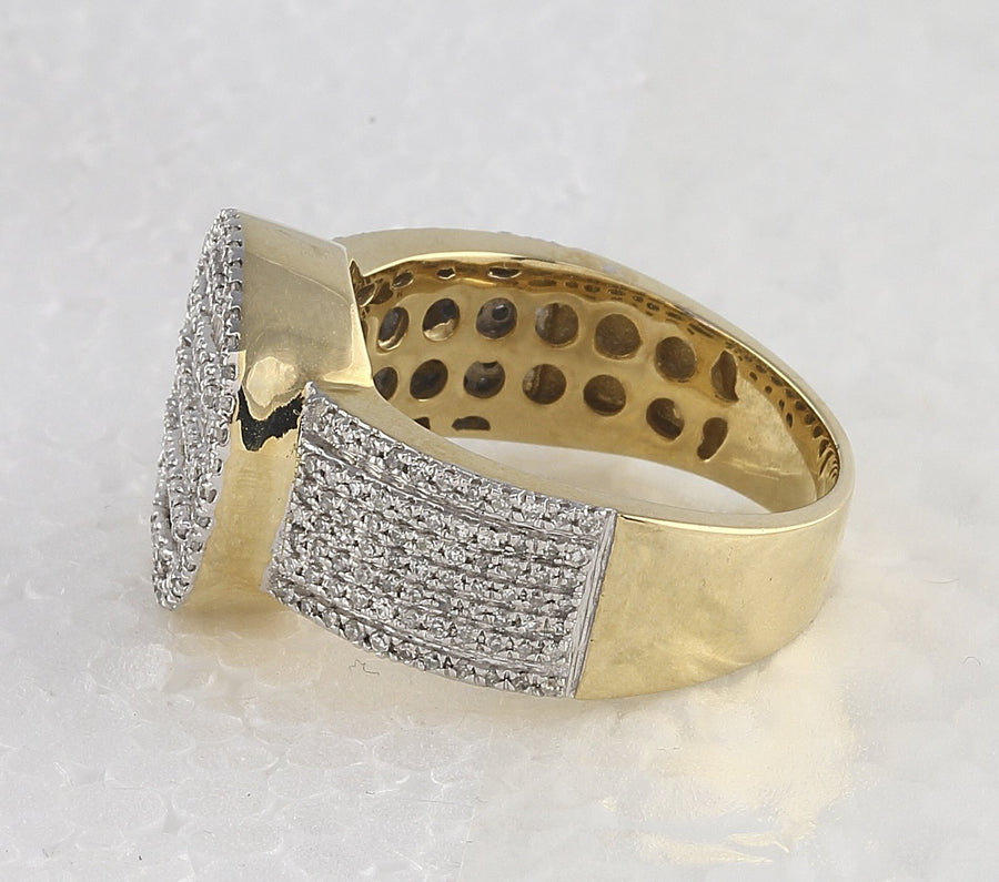 10kt Yellow Gold Mens Baguette Diamond Statement Cluster Ring 1 Cttw