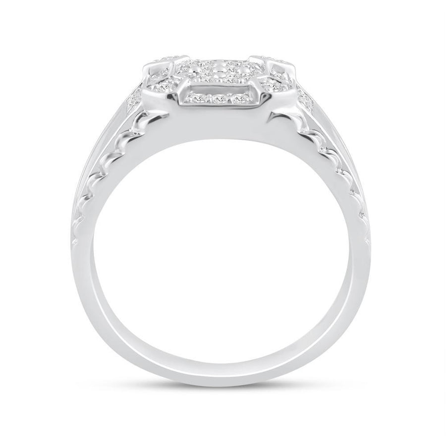 10kt White Gold Mens Round Diamond Square Ring 1/2 Cttw