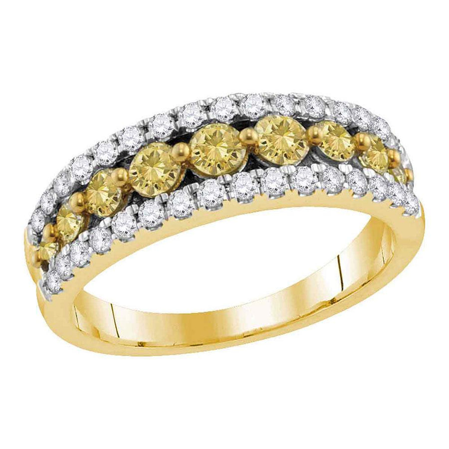14kt Yellow Gold Womens Round Yellow Color Enhanced Diamond Band Ring 1/2 Cttw