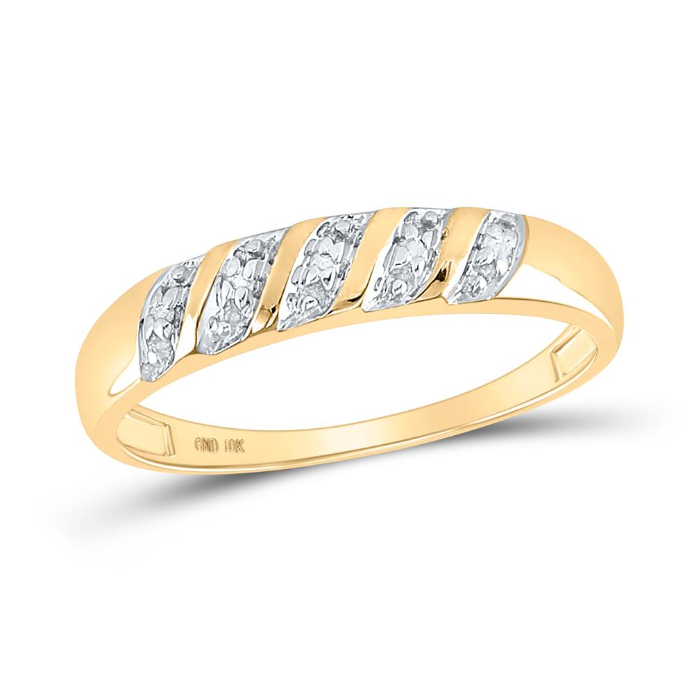 10kt Yellow Gold His Hers Round Diamond Solitaire Matching Wedding Set 1/20 Cttw