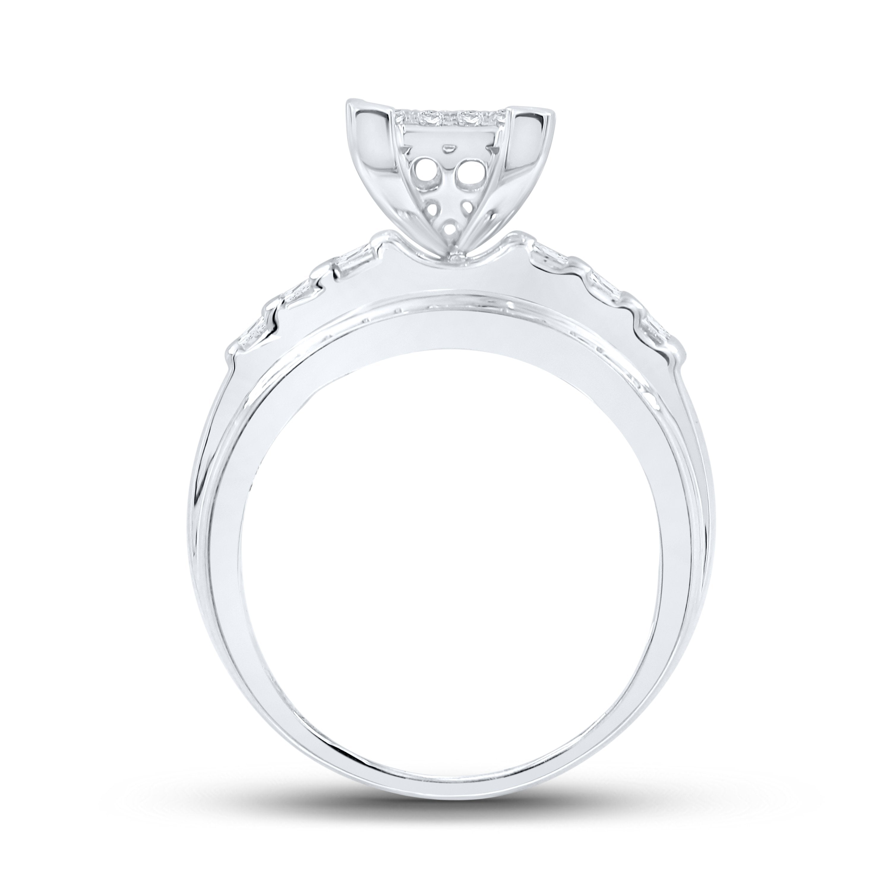 10kt White Gold Round Diamond Bridal Wedding Engagement Ring 7/8 Cttw